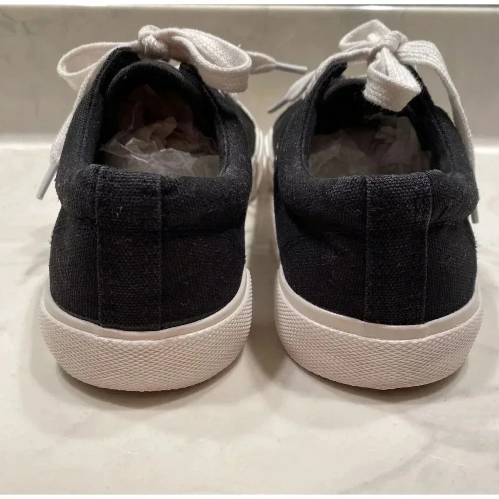 FIVE FOUR Black Canvas Lace Up Casual Boat Shoes Sneakers Men's Size 7 New